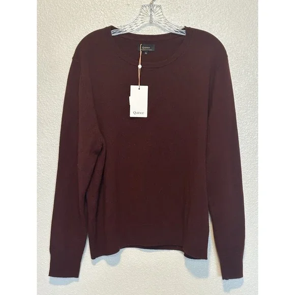 QUINCE Women 100% Mongolian Cashmere Crewneck Sweater Rich Burgundy XL NWT - Picture 5 of 9